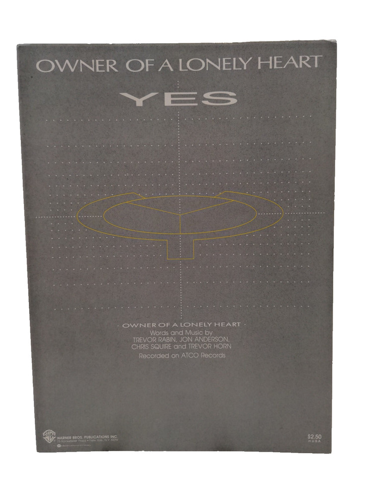 Owner Of A Lonely Heart Yes Sheet Music New Old Stock Piano Voice Guitar 80 F4AF