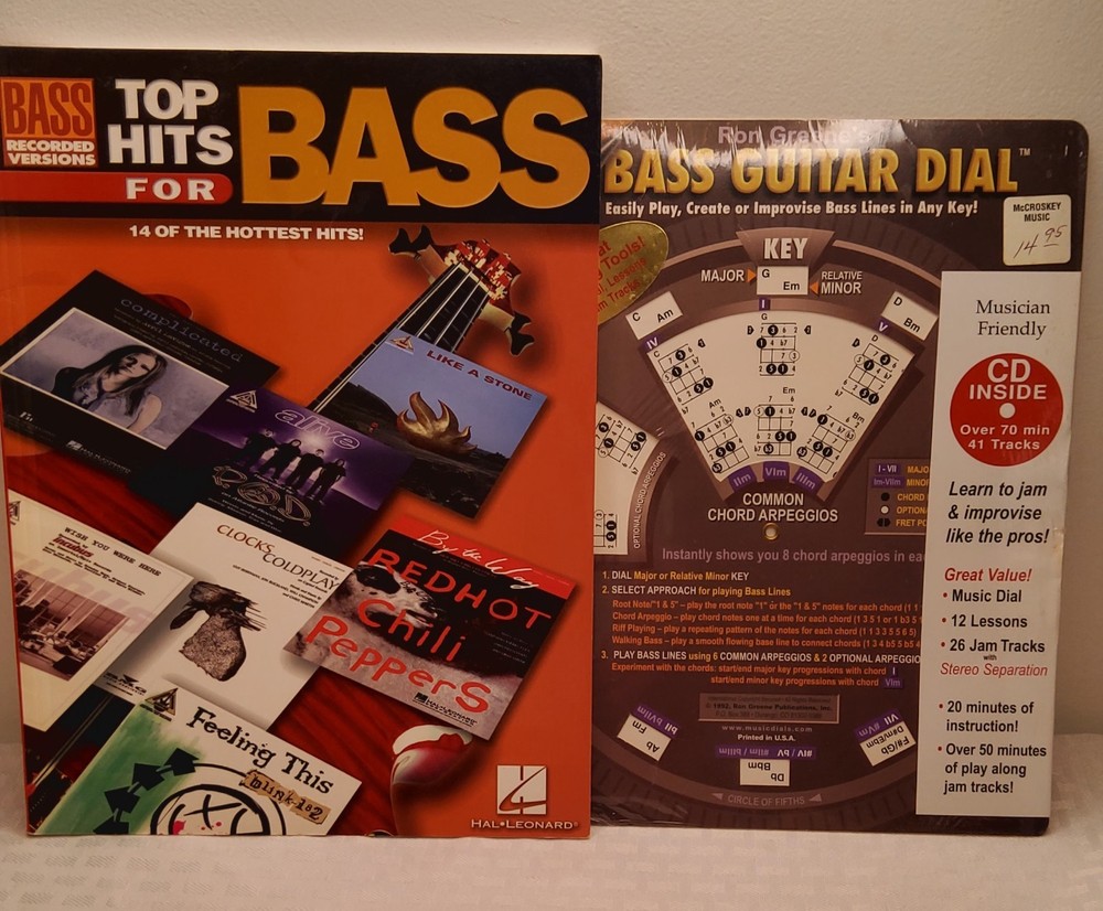 Bass Guitar Book Hal Leonard 14 Songs 95 Pages And Bass Guitar Dial (BS)