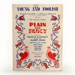 Young and Foolish Sheet Music 1954 Plain and Fancy Barbelle Cover Art Broadway