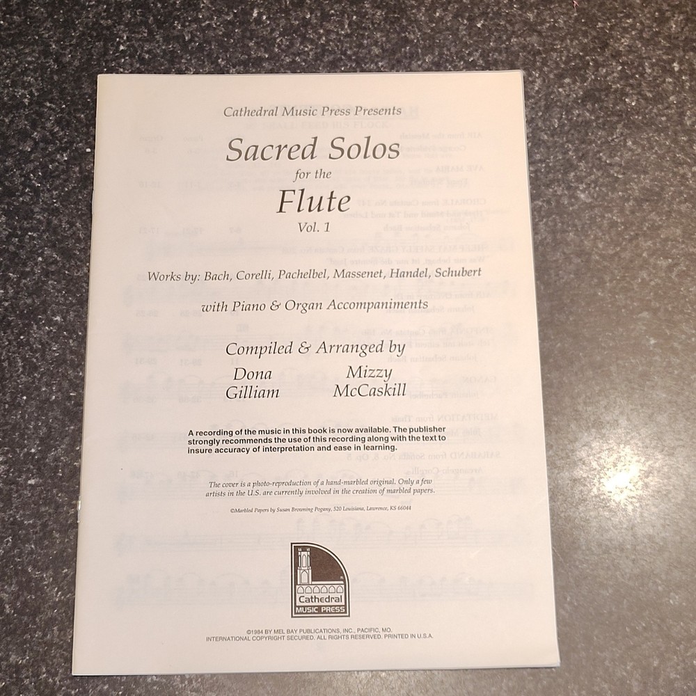 Cathedral Music Press Sacred Solos for Flute Vol 1 Piano Organ Sheet Music