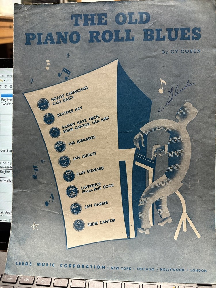 1950 Ragtime Sheet Music THE OLD PIANO ROLL BLUES by Cy Coven