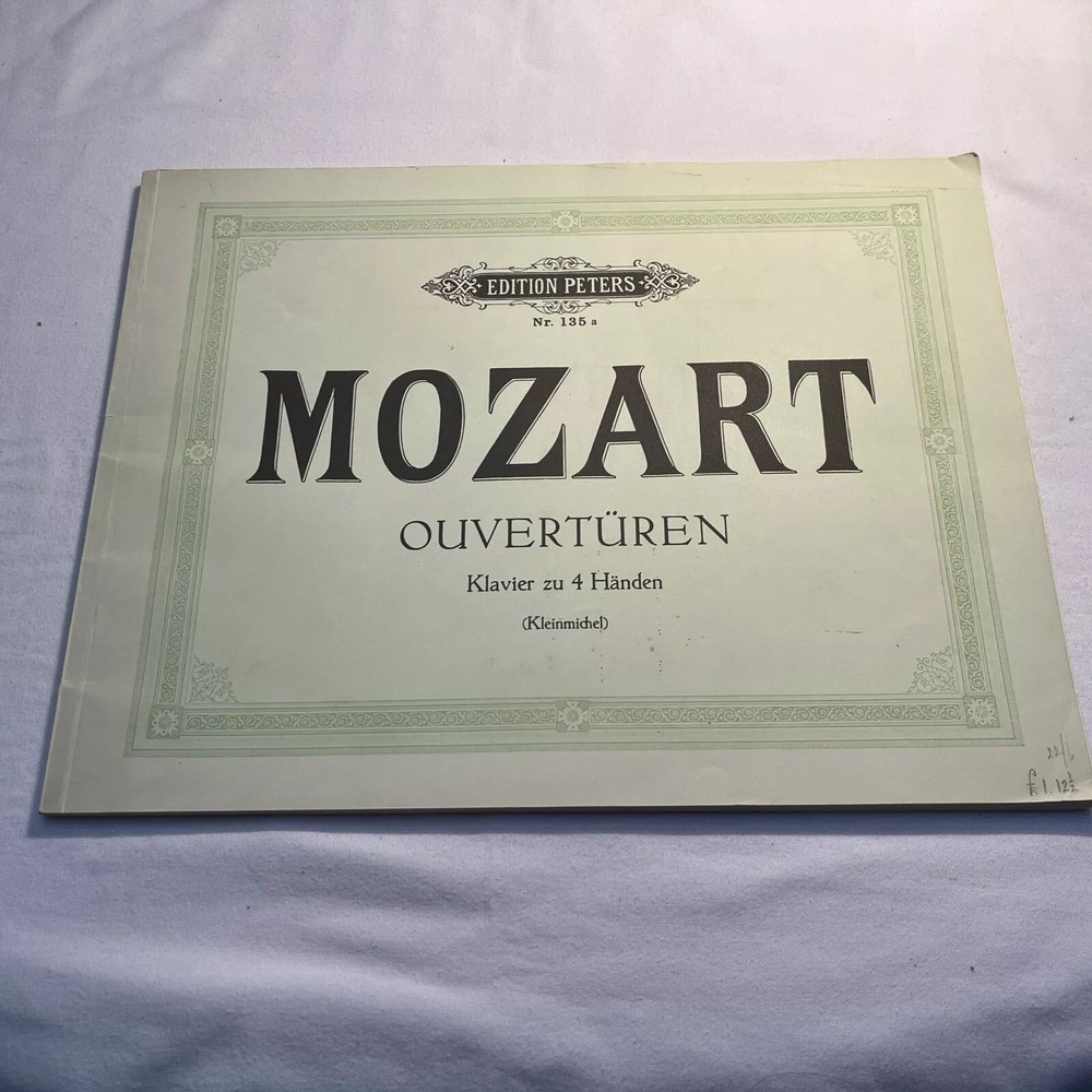 Edition Peters Nr.135a Mozart Ouverturen Klavier zu 4 Handen Sheetmusic Book