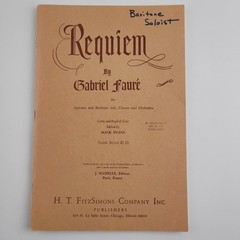 &lsquo;Requiem&rsquo;, Gabriel Faure, Baritone Solo, Latin+English, H. T. Fitz Simons #SM4