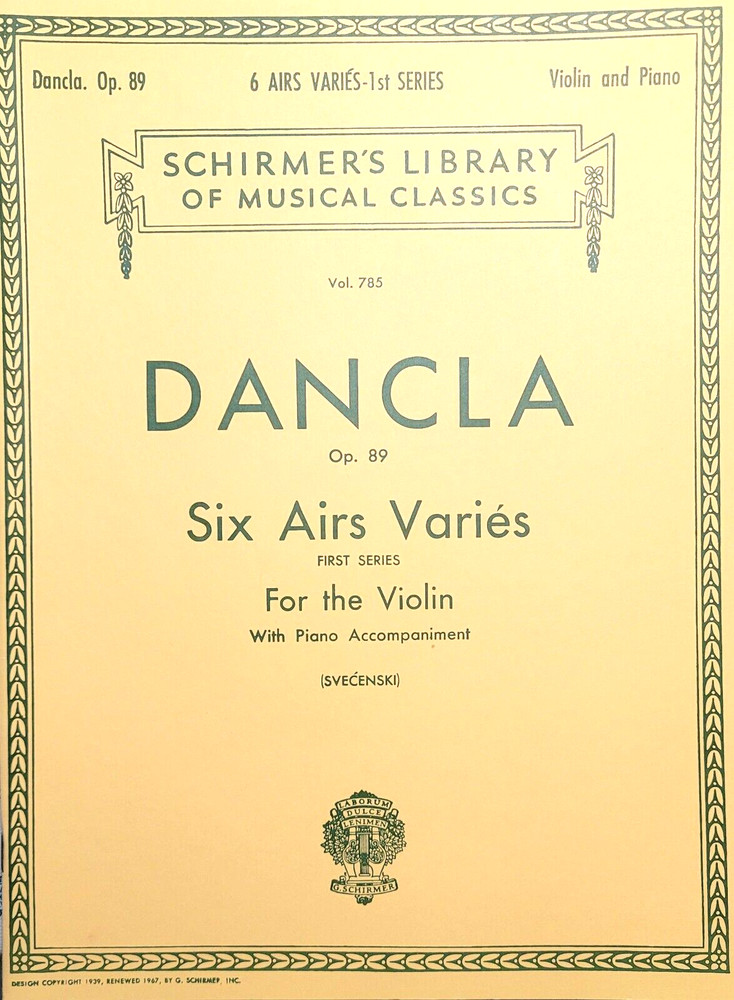 Dancla Op. 89 Six Airs Varies, First Series for the Violin