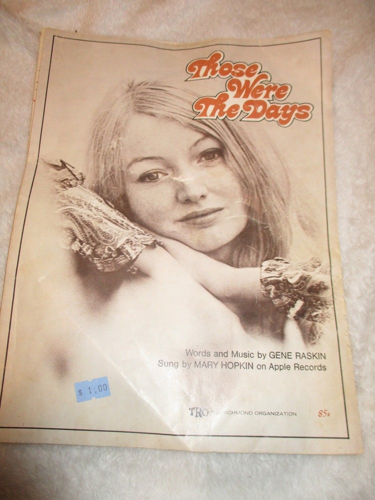 Those Were The Days Sheet Music Mary Hopkin Gene Raskin 1968 Pop Hit FREE SHIP