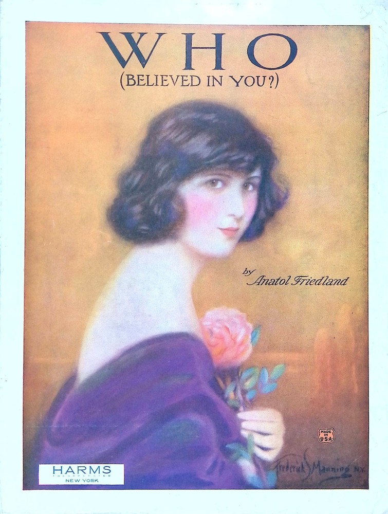 Who Believed In You Sheet Music Anatol Friedland 1922 Fox Trot Pretty Lady Art