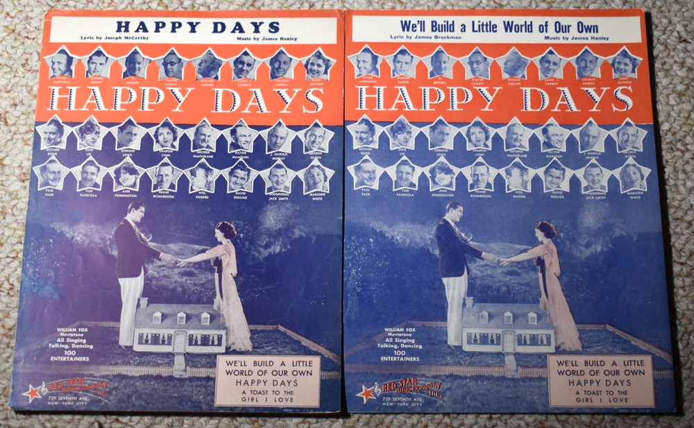 Vintage 1929 Happy Days Movie Sheet Music Janet Gaynor Charles Farrell Fox Film