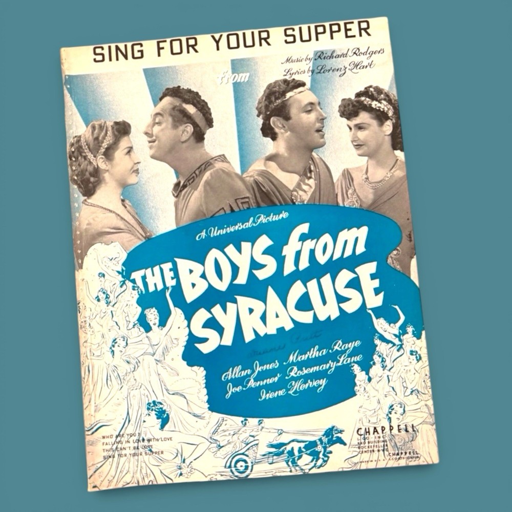 Sing For Your Supper Sheet Music 1938 Boys From Syracuse Rodgers Hart Broadway