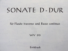 Vintage « Sonate D-Dur » for flute and Basso continuo by Wagenseil