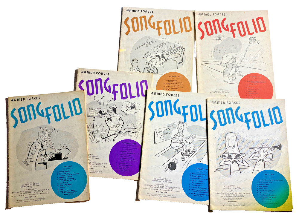 ARMED FORCES SONG FOLIOS-6 BOOKLETS 1956,1957,1959 Music Books Military Only