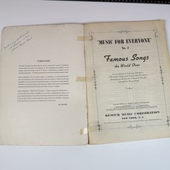 Music for Everyone Famous Songs the World Over 2 Remick Piano Songbook 1952 Vtg