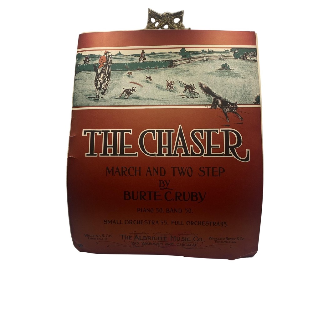 Antique Albright The Chaser March & Two Step Piano Score Sheet Music 1904 USA