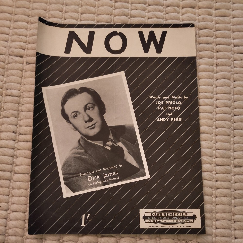 Now by Priolo Noto & Perri Piano Vocal Sheet Music Dick James Vintage Score