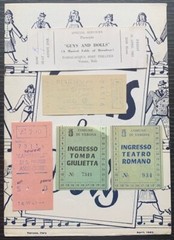 1963 GUYS&DOLLS MUSICAL SCORE BOOK U.S.ARMY GARRISON VERONA ITALY W/TICKET STUBS
