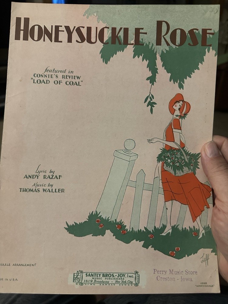 L 1929 Fats Waller Sheet Music HONEYSUCKLE ROSE