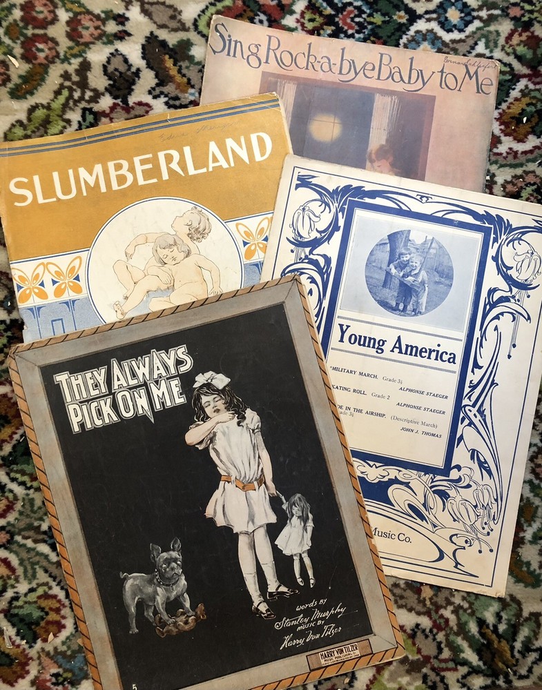 4-pack 11×14 sheet music pre-1920 Kids/Childhood Days