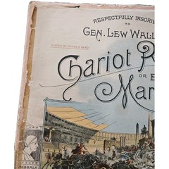 Antique 1901 Chariot Race or Ben Hur March Sheet Music E.T. Paull Lithograph