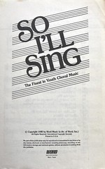 So I’ll Sing Youth Choral Music Book by Word Music 1980