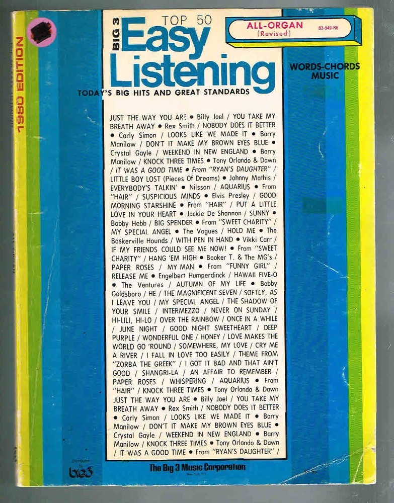 Top 50 Easy Listening – 1980 edition for Organ