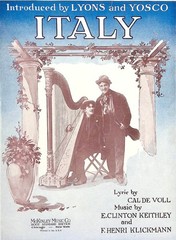 Italy Sheet Music George Lyons Bob Yosco Clinton Keithley Henri Klickmann 1921