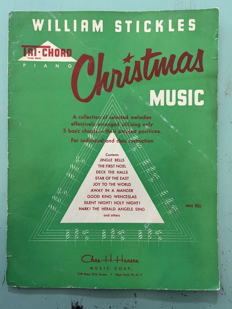 Vintage 1954 William Stickles Christmas Music Piano Instruction Book Chords
