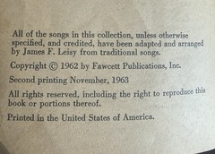 Songs for Pickin&rsquo; and Singin&rsquo; by James F. Leisy (1963 Trade Paperback)