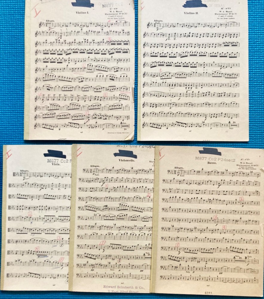 Mozart Piano Concerto No.24 c K.491 Arranged for Piano & Strings – String parts