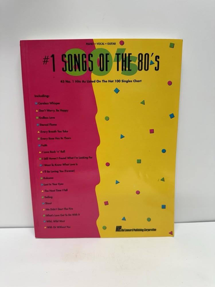 #1 Songs of the 80&rsquo;s – Piano Vocal Guitar – Hal Leonard (1991) – RARE