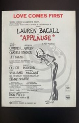 Love Comes First (APPLAUSE) 1970 Broadway Sheet Music, CUT SONG, Strouse & Adams