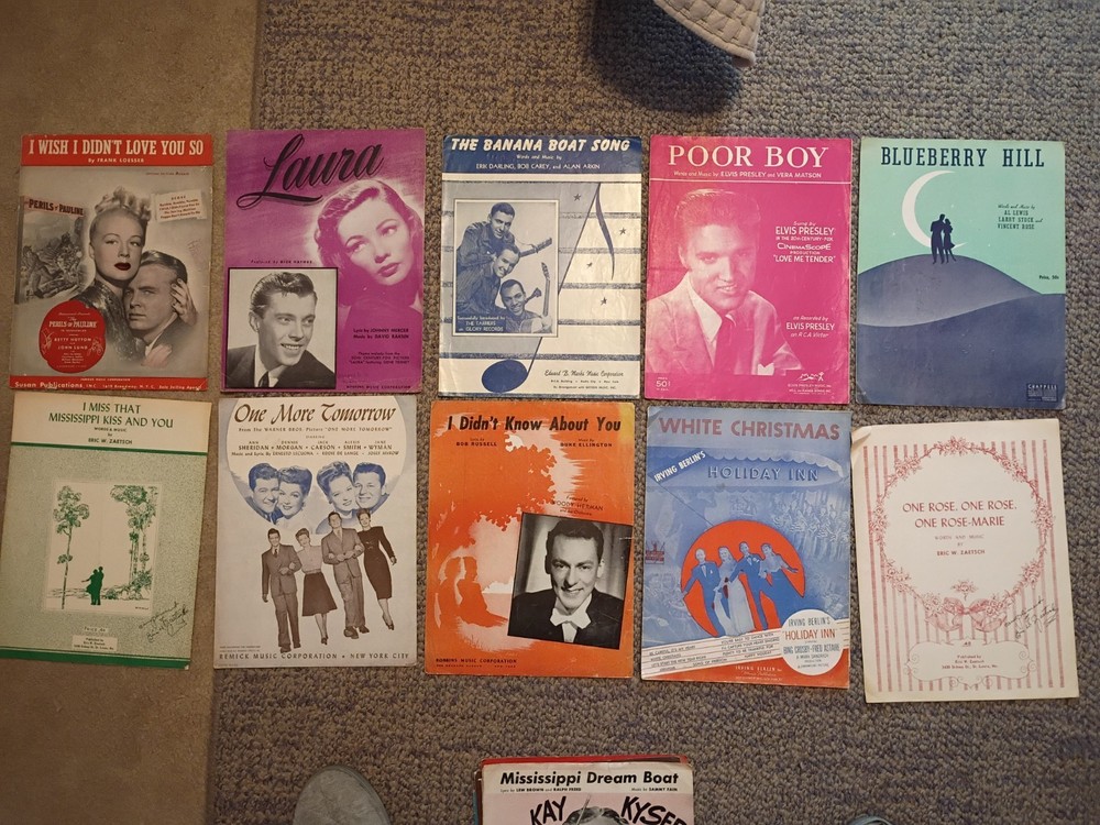 Vintage Sheet music lot of 15, 1940s and 1950s