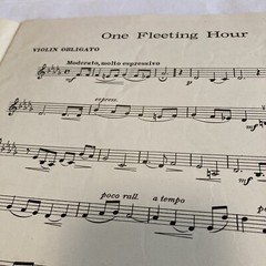 One Fleeting Hour Song by Fuhrmann/Lee Piano Violin Cello Sheet Music Art 1915