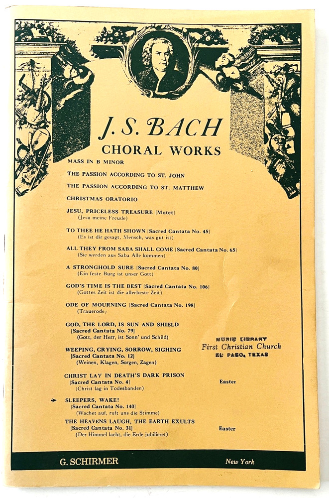 Bach Sleepers Wake Choral Works Vocal Score SATB Piano Organ German English