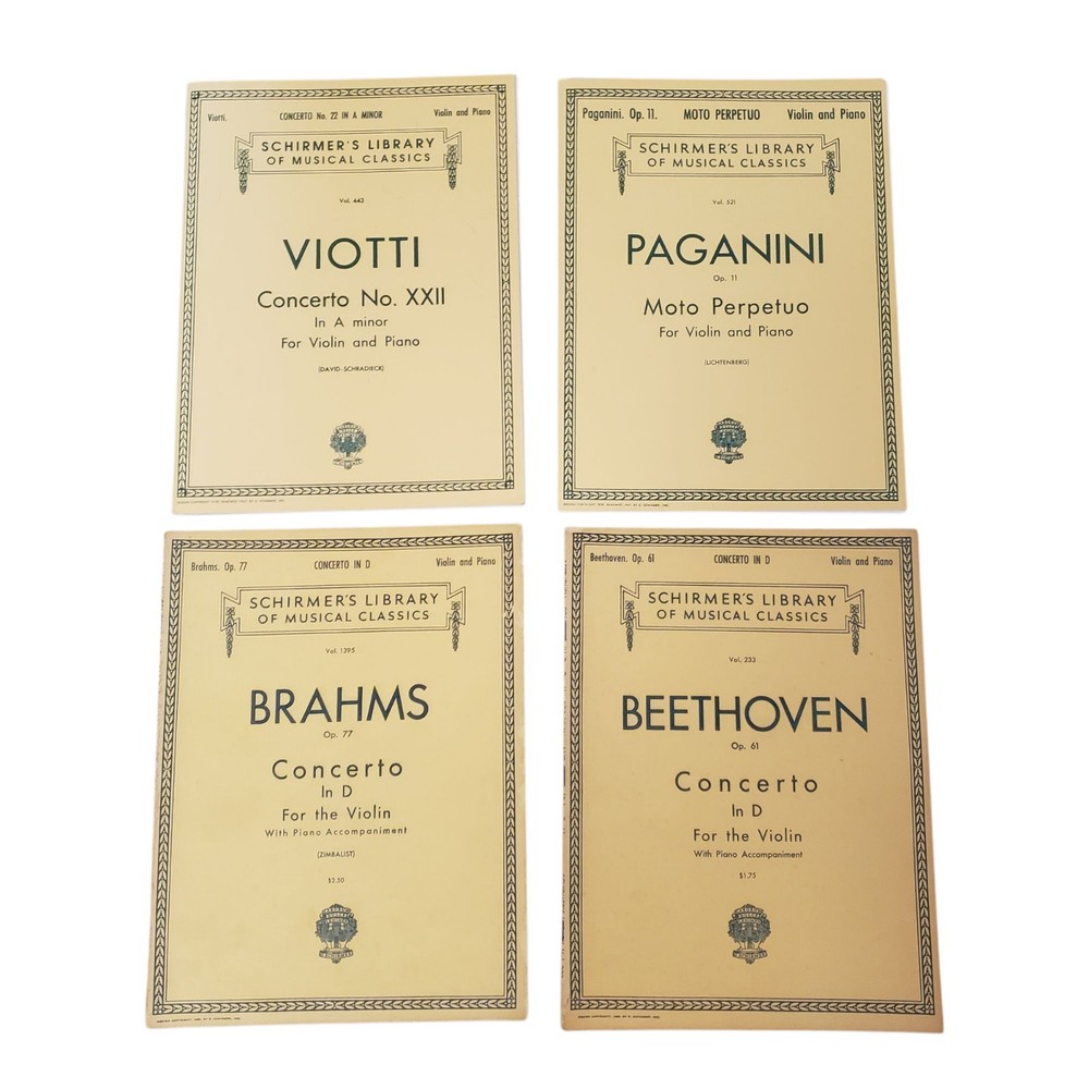 Schirmer’s Library Of Musical Classics Lot Of 4 Sheet Music Books For Violin