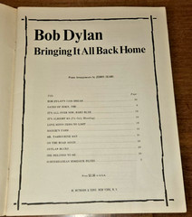 BOB DYLAN Song Book « Bringing It All Back Home » 1965 11 Songs! Vintage