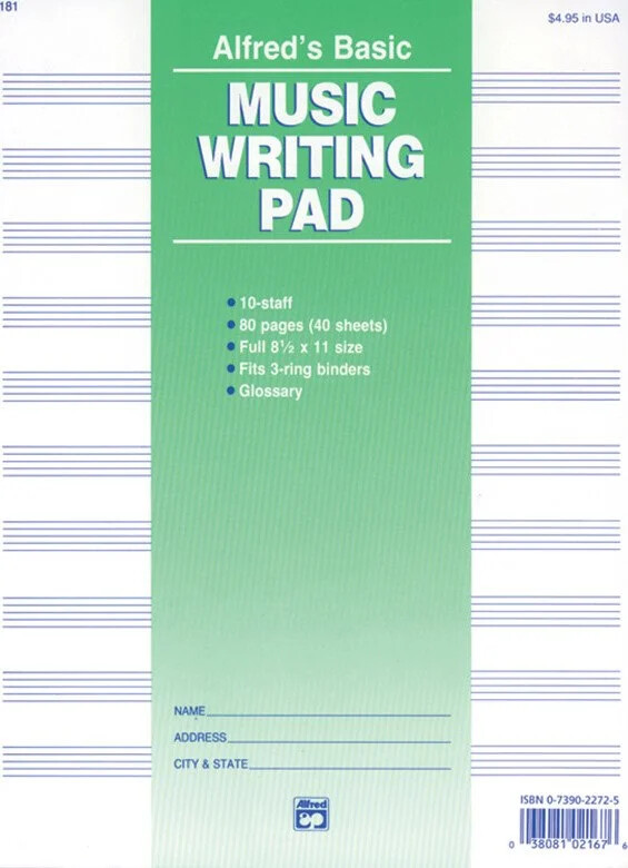 10 Stave Music Writing Pad (8 1/2&Prime; x 11&Prime;)
