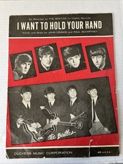 Vintage 1963 I Want To Hold Your Hand BEATLES SHEET MUSIC Duchess Guitar Piano