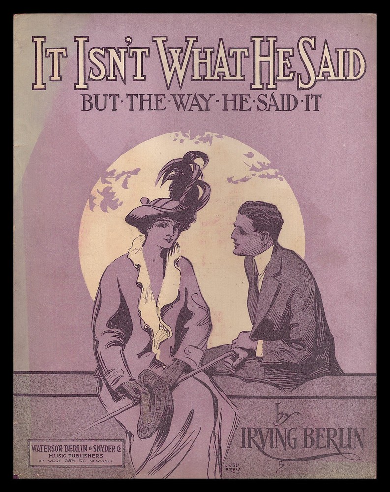 IT ISN&rsquo;T WHAT HE SAID Irving Berlin 1904 Romantic Vintage Sheet Music