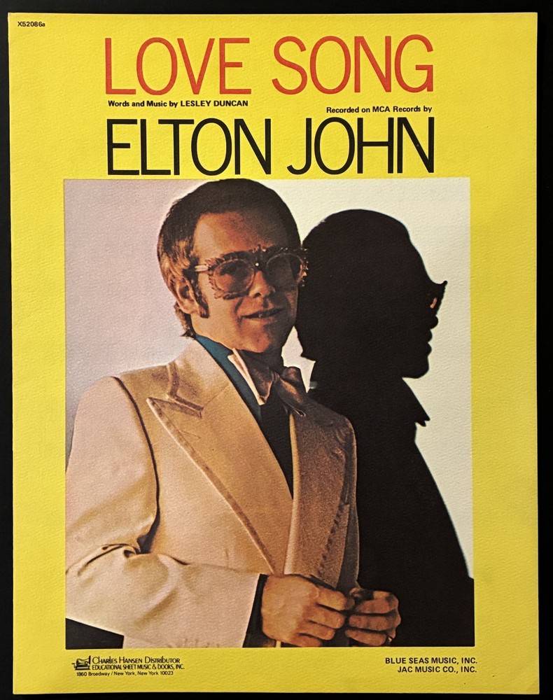1971 ELTON JOHN « LOVE SONG » SHEET MUSIC – POP ROCK & ROLL ERA