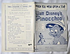 Pinocchio When You Wish Upon A Star 1940 Vintage Sheet Music Orchestra Parts
