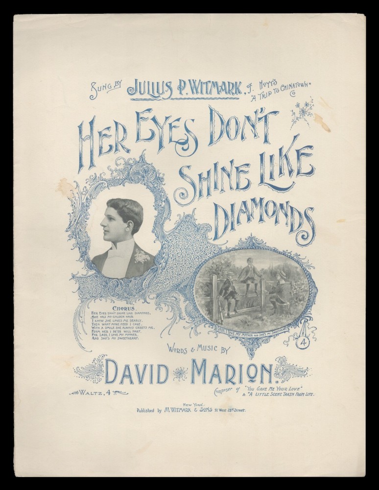 Her Eyes Don&rsquo;t Shine Like Diamonds 1894 JULIUS P WITMARK Vintage Sheet Music