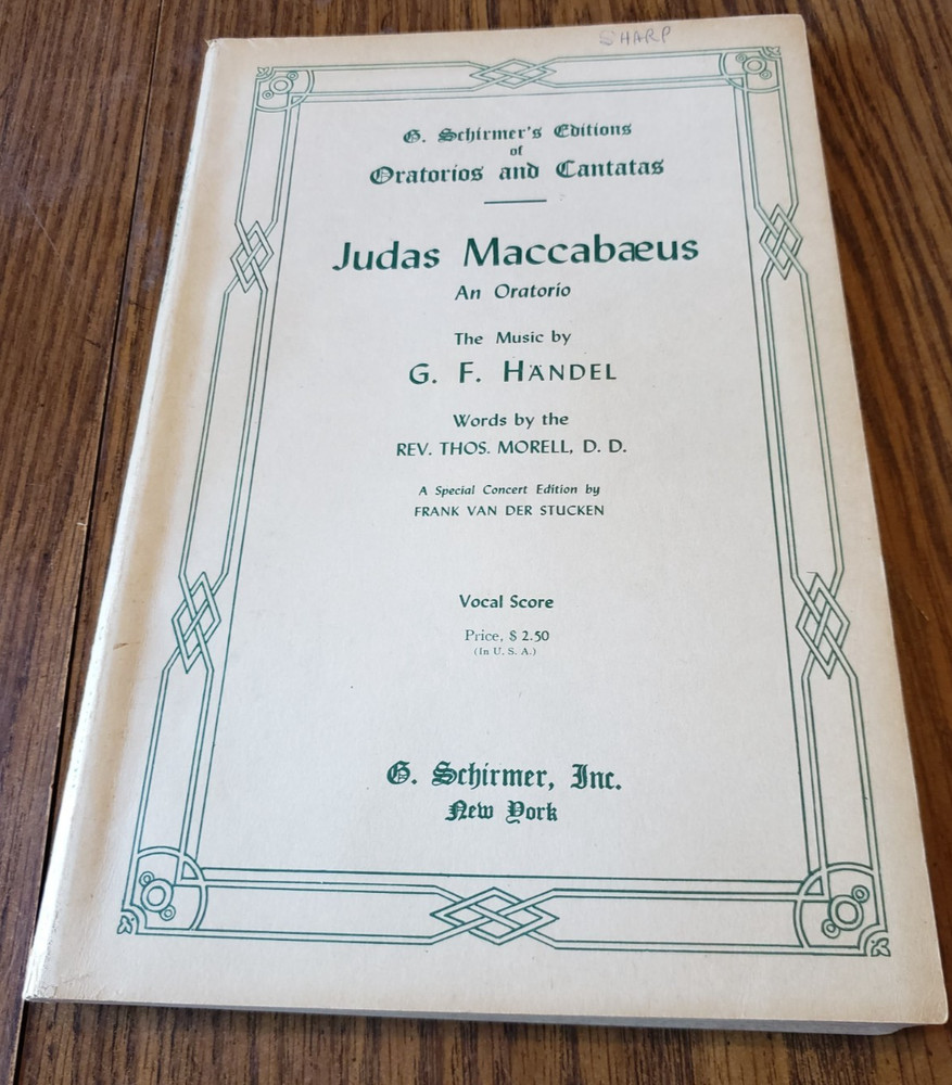 Judas Maccabaeus Handel Vintage Choral Music Book Religious G. Schirmer Edition