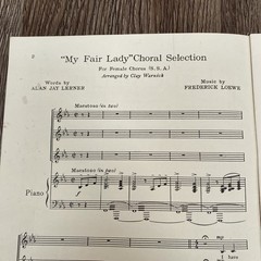 My Fair Lady SSA Choral Music 1958 Three Female Voices Sheet Music