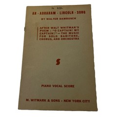 An Abraham Lincoln Song Piano Vocal Score Witmark Sheet Music Book Damrosch