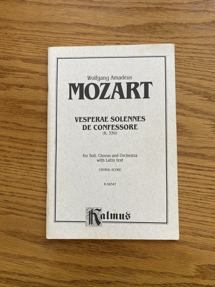 Mozart Vesperae Solennes de Confessore Vintage Choral Music Book Religious