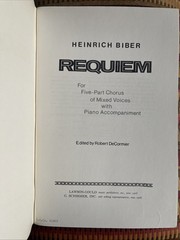 Requiem Heinrich Biber Sheet Music Baroque composer Five Part Chorus w Piano