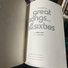 Great Songs Of The Sixty’s 1970 Quadrangle Books,Edited By Milton Okun, Vtg