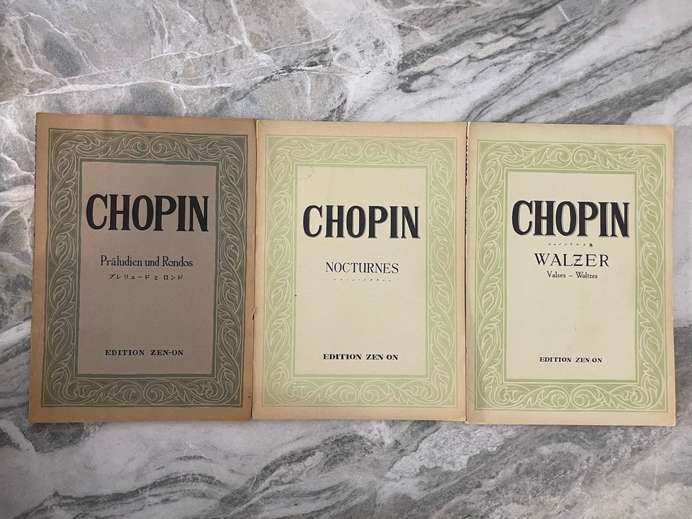 3 Music Books Chopin VTG Zen-On Nocturnes Preludes Rondos Valses Waltzes