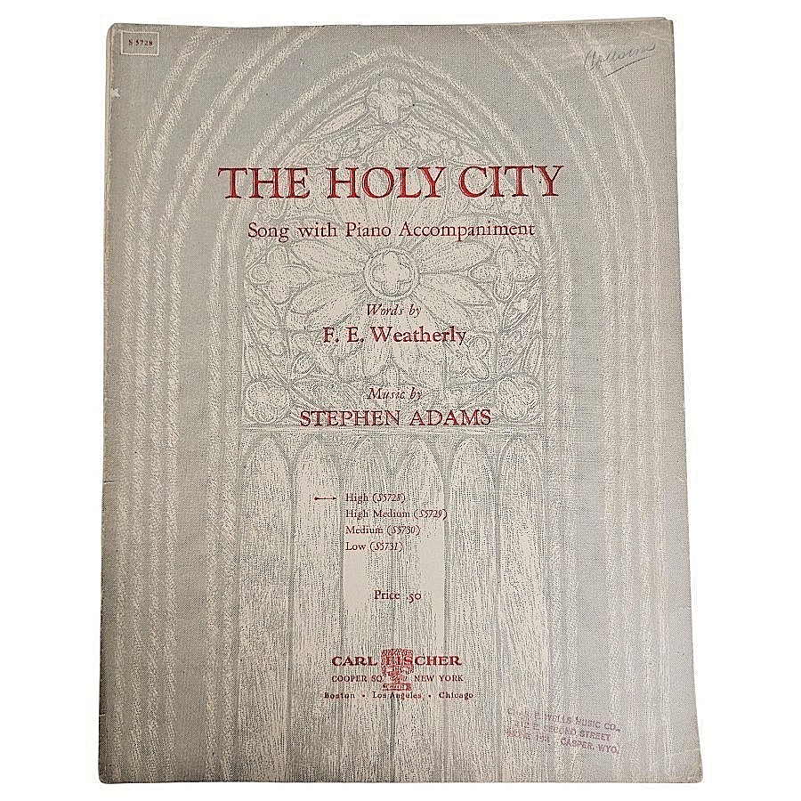 The Holy City Sheet Music 1943 Piano Lyrics Weatherly Adams High Voice Song