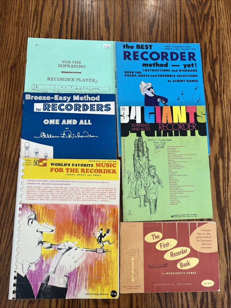 Lot of 6 VTG Books for RECORDER Method Sheet Music Soprano Alto PB Instruction