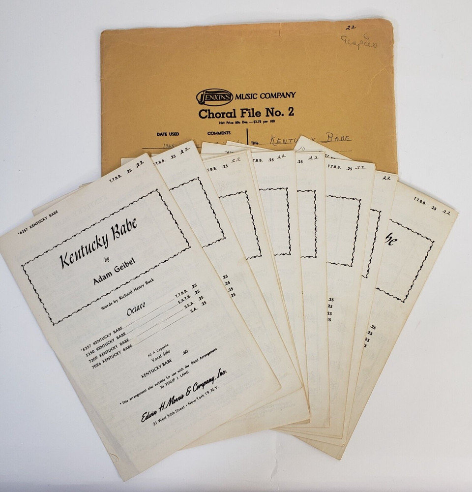 9 Vintage 1924 Choral Choir Sheet Music Kentucky Babe Adam Geibel TTBB Piano